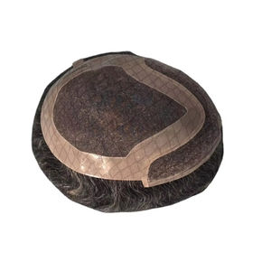 Perruque Taz Hair BD en cheveux humains, ondulée, prothèse, 100% cheveux chinois Remy, toupet à dentelle frontale avec base mono - Product Image 4