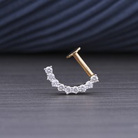 Pendiente de Nariz con Diamante Cultivado en Laboratorio, 0.19 Ct, Oro Amarillo de 18K, Color E, VVS-VS, Corte Brillante HPHT, Joyería para Mujer