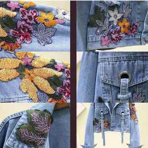 Custom <b>denim</b> <b>jackets</b> with embroidery on all over <b>denim</b> <b>jacket</b> for women <b>floral</b> embroidery women's <b>denim</b> <b>jackets</b> - Product Image 4