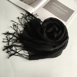 Écharpe Hijab Turban en lin pour femme Écharpe traditionnelle imprimée numérique de couleur unie pour le département musulman d'été - Product Image 2