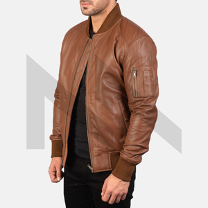 Pakistan Factory Veste en cuir véritable pour hommes Streetwear élégant avec col montant et manteau à la mode en toile - Product Image 2