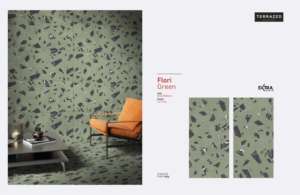 Azulejos de Porcelana Esmaltada con Acabado Tallado con Aspecto de Terrazo Verde FLORI - Product Image 3