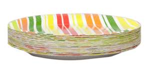 Fabricant d'assiettes en papier jetables 23cm rayures jaunes vaisselle ronde jetable naturelle écologique compostable - Product Image 2