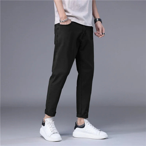 กางเกงยีนส์บางสำหรับผู้ชายสำหรับฤดูร้อนกางเกงยีนส์ขาสั้นทรงตรงเข้ารูปผ้ายีนส์สไตล์เกาหลีสีฟ้าดำทึบมีสไตล์ - Product Image 6