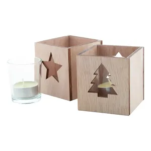 Seneo Porte-bougies en bois personnalisés en forme de sapin de Noël, lanternes, pots à bougies pour la vente en gros - Product Image 5