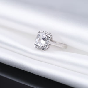 CZ Stone Rectangle Shape Cluster <b>Ring</b> Turkish Handcrafted Wholesale 925 Sterling Silver Jewelry - Product Image 4