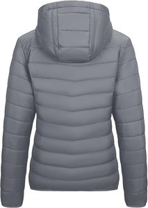 Chaqueta acolchada de algodón sólido con cierre de cremallera bordada personalizada para mujer, prendas de vestir exteriores impermeables con cuello levantado para invierno, estilo fino - Product Image 2
