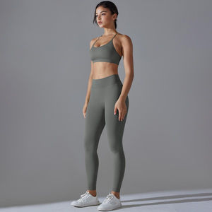 OEM femmes Yoga sans couture ensemble sport Leggins Gym sans couture soutien-gorge Scrunch fesses Leggin ensemble logo personnalisé pantalon haute qualité costume - Product Image 4