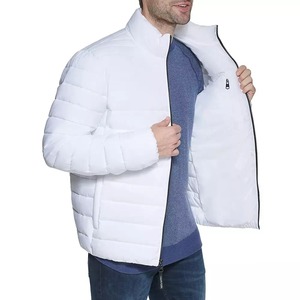 Chaqueta acolchada lisa en blanco cortavientos con logotipo personalizado para hombre, chaquetas acolchadas personalizadas multicolor para hombre - Product Image 5