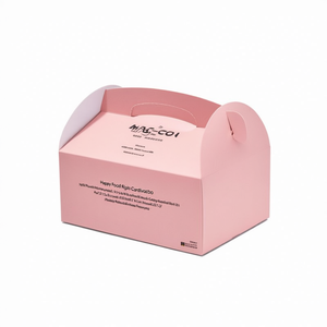 Boîte en carton rigide Happy Food avec poignée 14x17x12 cm blanche - Personnalisée en matériau recyclé, élégante et rectangulaire - Product Image 3