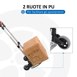 HOMCOM Chariot à bagages pliable max 70kg avec poignées télescopiques et hauteur réglable, 41x38.5x100 cm, argent - Product Image 5