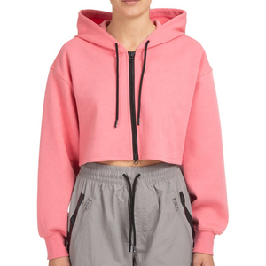Chaqueta deportiva ligera de gran tamaño con capucha y cremallera para mujer, ropa de calle de invierno, logotipo estampado frontal de moda informal de punto - Product Image 1