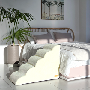 [AllmioPet] Escalier pour animaux de compagnie en tissu Cloud 5 marches Ivoire AMP 5 IV Escalier intérieur pour chien et chat pour canapé lit Facile à monter et à descendre et soutien des articulations - Product Image 2