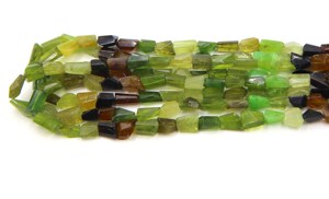 ลูกปัดหินโกเมนเหลี่ยมเพชรพลอยสีเขียวขนาด11x7มม. ถึง7x6มม. 18นิ้ว - Product Image 2