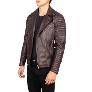 Chaqueta de Cuero de Oveja Genuina para Hombre, Chaqueta de Motociclista de Cuero, Chaqueta de Cuero para Hombre Multicolor con Logotipo Bordado - Product Image 2