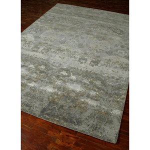 Kavi Grey & <b>Black</b> Hand Knotted Wool & Bamboo Silk Abstract Plush Rectangle <b>Rug</b> for Hallway-Esk-405 - Product Image 2