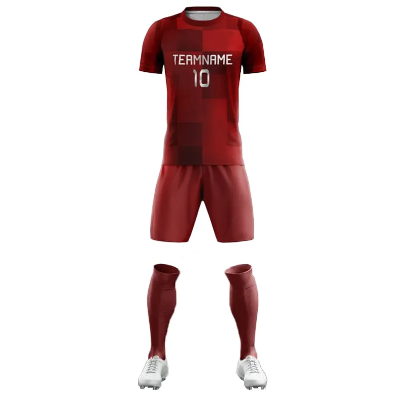 Toptan süblimasyon özel Logo futbol üniformaları takım hızlı kuru % 100% Polyester spor rahat futbol üniforma