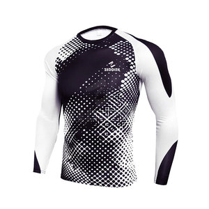 High Quality Custom O-Neck Collar <b>MMA</b> <b>Rash</b> <b>Guard</b> for Men Solid Pattern Breathable Fight Training Reasonable Price - Product Image 1