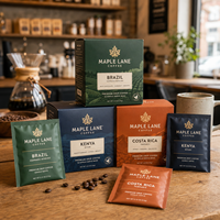 Sachets de café individuels AT PACK pour préparation à la main avec sachets imprimés et boîtes de vente au détail pour torréfacteurs de café