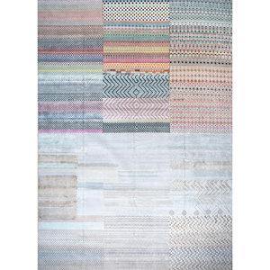 Tapis Manchaha bleu noué à la main en laine et soie de bambou, 10 mm, design patchwork rectangulaire pour la maison et le couloir - Modèle Les-1234 Jaipur Rugs US - Product Image 1
