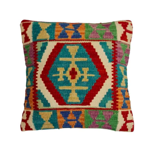 Housse de coussin en laine kilim carrée moderne réversible écologique tissée à la main - Coussins décoratifs personnalisables lavables pour la maison - Product Image 3