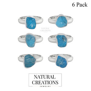 925 bague en argent Sterling lunette réglage néon apatite pierres précieuses formes naturelles classique fête de mariage à la mode unisexe - Product Image 2