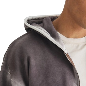 Sweat-shirts à capuche pour hommes avec fermeture éclair, design personnalisé, vêtements d'hiver, surdimensionnés, épaules tombantes, délavage acide, décoloration au soleil, pour hommes, hip-hop, sweat-shirts unis vierges - Product Image 5