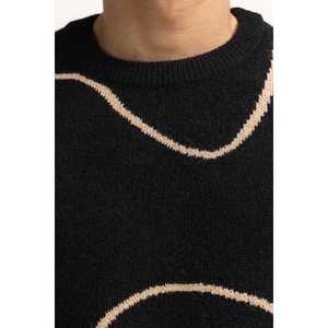 Men's Geometric Pattern Crew Neck <b>Pullover</b> <b>Sweater</b> with Logo and Print ODM Full Sleeve Knitwear for Autumn Season - Product Image 2