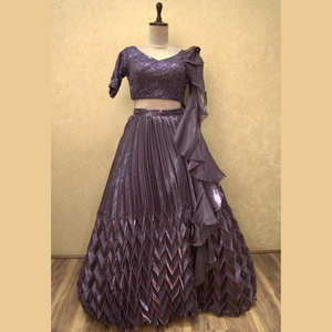 Lo último en ropa de diseñador elegante de alta calidad Lehenga de color vino para proveedor DE BODA DE LA India a precio mayorista - Product Image 1