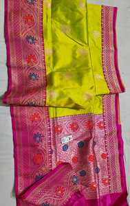 Sarees ผ้าไหมที่ทำจากผ้าทอที่มีเส้นขอบหลายสีขนาดใหญ่มีสีสดใสสดใสเหมาะสำหรับการขายต่อ - Product Image 3