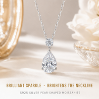 Collier en moissanite taille poire 1 carat couleur D clarté VVS en argent sterling S925 plaqué platine, pendentif goutte d'eau pour femme