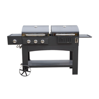 Nouveau barbecue professionnel robuste 2-en-1 au gaz et au charbon de bois, grand barbecue multifonctionnel en acier au carbone pour jardin extérieur