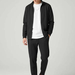 ชุดวอร์มผ้าวาฟเฟิลแบบมีซิปสำหรับผู้ชายเสื้อแจ็คเก็ตและกางเกงวิ่งแบบมีซิปที่ทันสมัยเหมาะสำหรับชุดลำลอง - Product Image 3