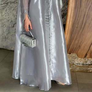 Wholesale Custom Luxury Stylish New Satin Long Dubai Abayas Handmade Silk <b>Kaftan</b> Muslim <b>Women</b> Ruffle Blouse Anti-Wrinkle Prayer - Product Image 5