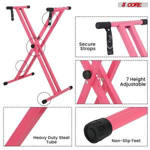 5 Core Keyboard <b>Stand</b> Dual X Shape Adjustable Foldable Portable Key Board DJ <b>Controller</b> <b>Stands</b> - Product Image 3