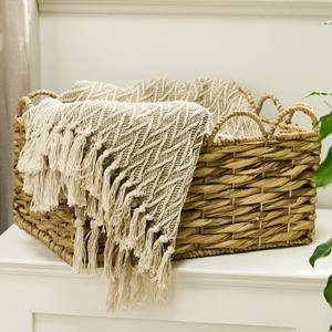 Cestas de almacenamiento de jacinto de agua festoneado-Cestas rectangulares tejidas a mano con asas | TienPhong Wholesale 2025 - Product Image 2