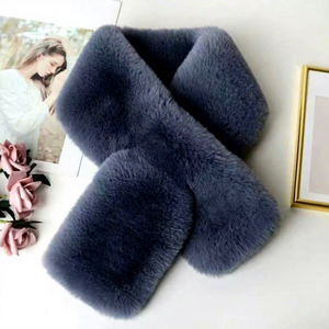 Écharpe en fausse fourrure de lapin 88 cm x 12 cm, double face, chaude, pour l'hiver, couleur unie, accessoire de mode pour femme - Product Image 3
