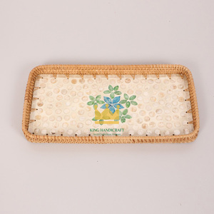 Coloré en coquille rotin tissé plateau créatif à la main assiette de fruits plateau de rangement maison comptoir décoration du Vietnam - Product Image 6