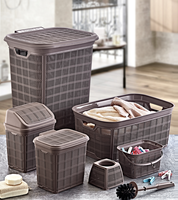 Juego de Baño Rectangular de Yute Afossa, 6 Piezas, Plástico Ecológico Moldeado por Inyección, Capacidad de Carga de 10 kg, Contenedor de Lavandería