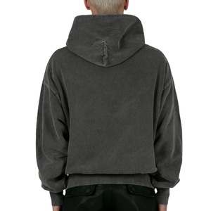 Basics hommes luxe hiver pull à capuche surdimensionné Vintage recadrée Double acide lavé couche 100% coton Street Wear - Product Image 3