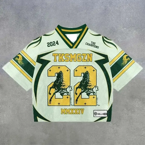 Camisetas de fútbol americano de manga corta impresas personalizadas, venta al por mayor, uniforme transpirable de talla grande de alta calidad - Product Image 6