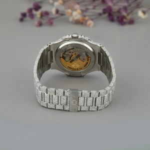 Montre Hip Hop Carrée en Moissanite Entièrement Sertie de Pierres Brillantes Taille Brillant Clarté VVS Boîtier en Argent Sterling 925 Massif Mouvement à Quartz - Product Image 2