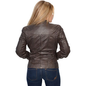 Chaqueta de cuero de piel de oveja Retro ajustada personalizable para mujer, lona transpirable, recién llegado, elementos esenciales para exteriores, venta al por mayor, crudo - Product Image 3