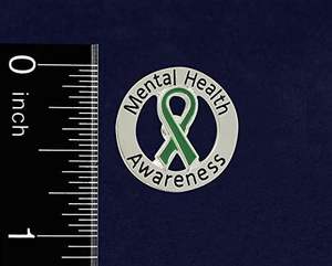 Màu xanh lá cây Ribbon nhận thức Pin cho Bại Não Bệnh tăng nhãn áp sức khỏe Tâm thần Trâm Pin rối loạn lưỡng cực ung thư Ribbon men Pin huy hiệu - Product Image 3