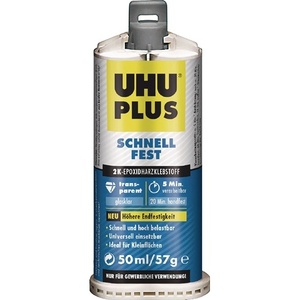 กาวอีพ็อกซี่เรซิ่น UHU 2 ส่วนผสม แห้งเร็ว 57 กรัม ไม่มีสี แบบตลับคู่ ชนิดน้ำ กาวพลัส - Product Image 1