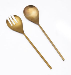 Juego de servidor de ensalada de Metal dorado con logotipo personalizado para Decoración de mesa de restaurante y Hotel a granel de India - Product Image 4