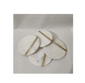 Ensemble de sous-verres en pierre de marbre naturel de style rond poli pour fête sous-verres décoratifs pour boissons et tasses à café pour boissons - Product Image 5