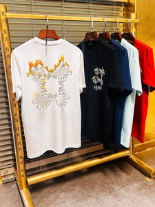 T-shirt Homme Grande Taille en Soie/Coton à Motif Animalier 300 Grammes Anti-Boulochage Manches Courtes Col Rond Décontracté Respirant Écologique OEM ODM - Product Image 2
