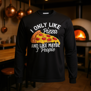 T-shirt à manches longues pour les amateurs de pizza - un excellent article promotionnel pour 3 personnes comme vous! - Product Image 3