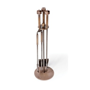 Country style iron fire tools <b>set</b> with forged tools and antique craftsmanship for charming home <b>fireplace</b> use - Product Image 1